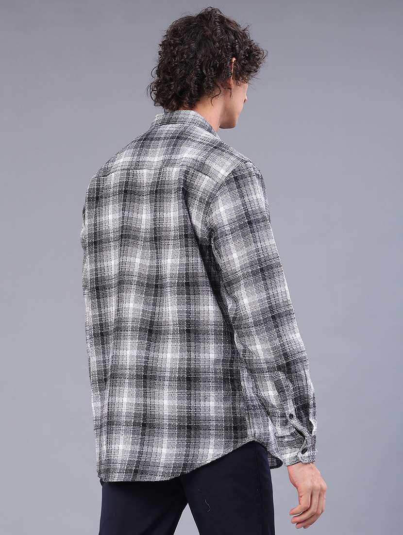 men checkered long sleeve regualr fit shacket - 22223701 -  Standard Image - 3
