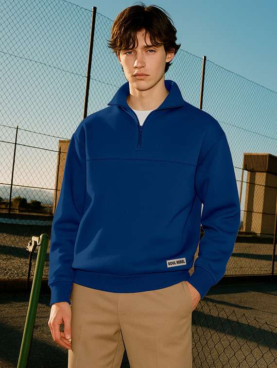 men solid long sleeve regular fit sweatshirt