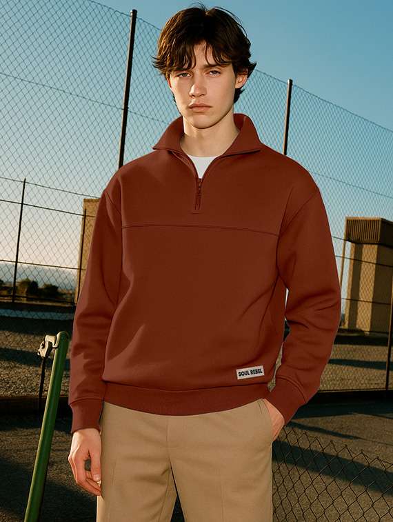 men solid long sleeve regular fit sweatshirt