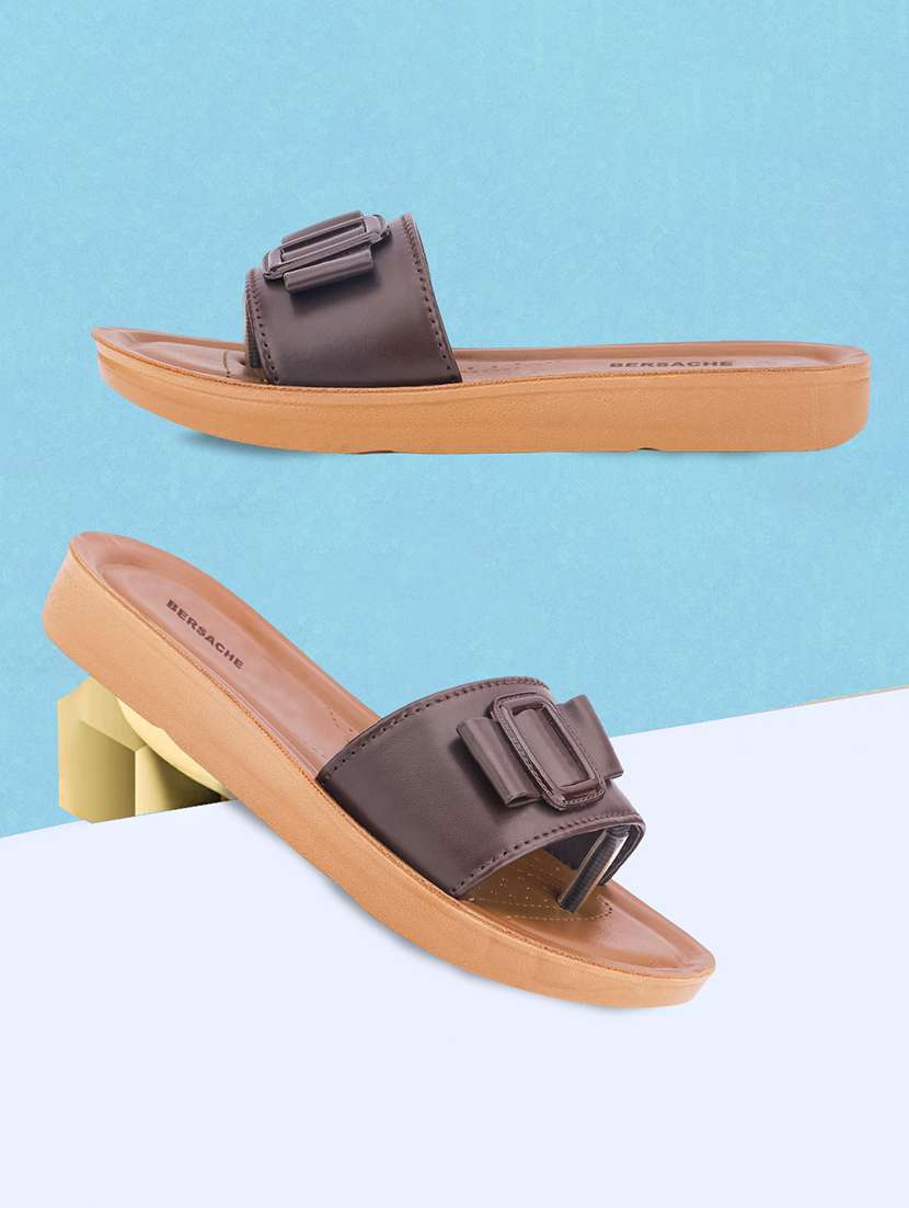 women solid slip on slides