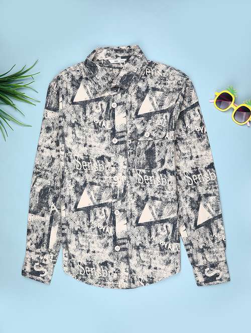 boys printed collared long sleeve shirt - 22223742 -  Standard Image - 0