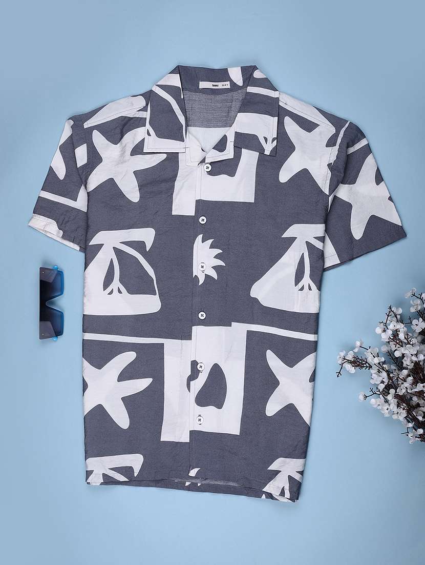 boys printed collared short sleeve shirt