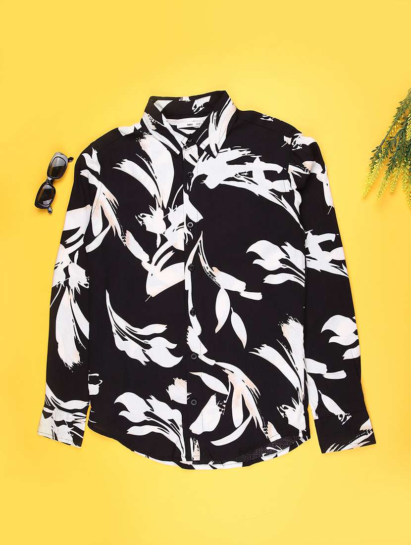 boys printed collared long sleeve shirt