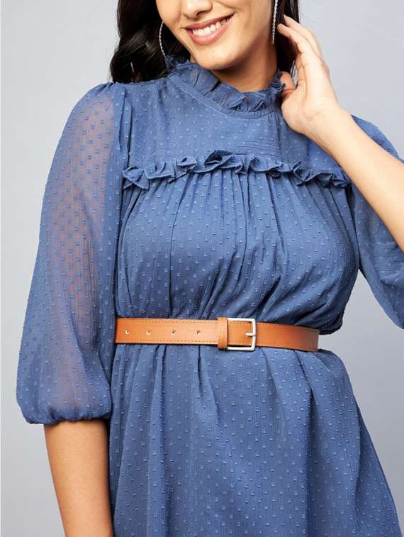 women self designed puff sleeve a-line dress - 22223763 -  Standard Image - 3