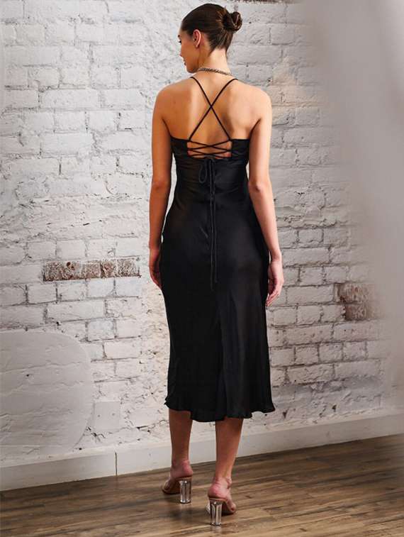 women soldi shoulder strap backless a-line dress - 22223772 -  Standard Image - 3