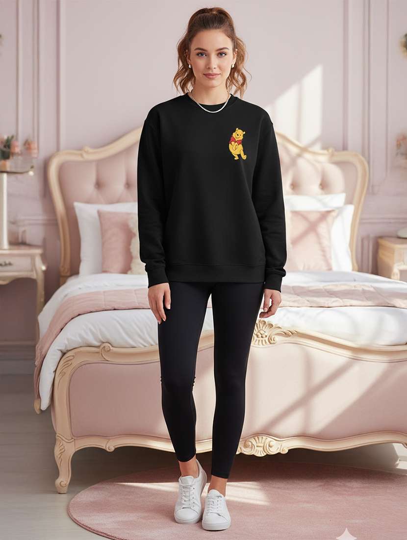 black cotton front print sweatshirt - 22223776 -  Standard Image - 3