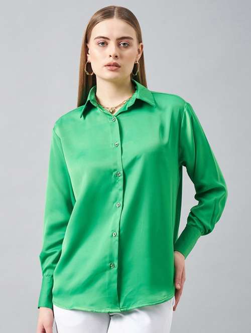 women solid collared long sleeve shirt - 22223835 -  Standard Image - 0