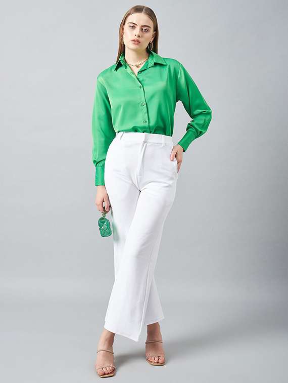 women solid collared long sleeve shirt - 22223835 -  Standard Image - 3