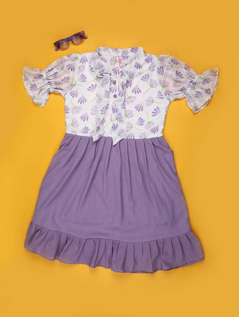 girls printed bell sleeve tiered dress