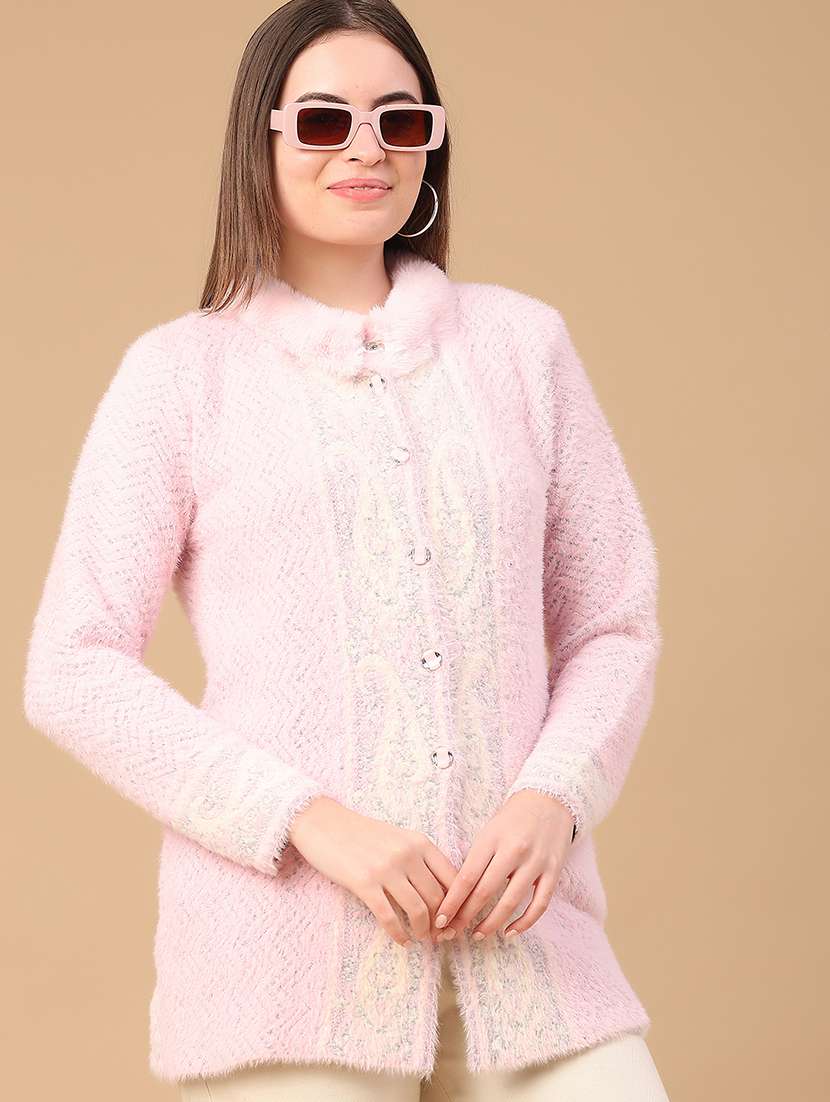 women self design long sleeve cardigan