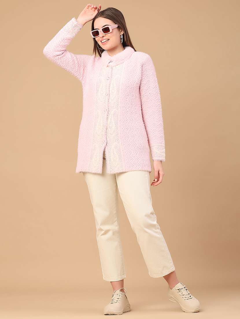 women self design long sleeve cardigan - 22224019 -  Standard Image - 5
