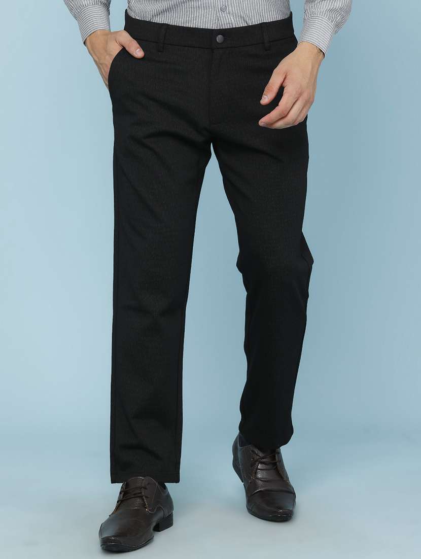 men self design mid rise formal trouser