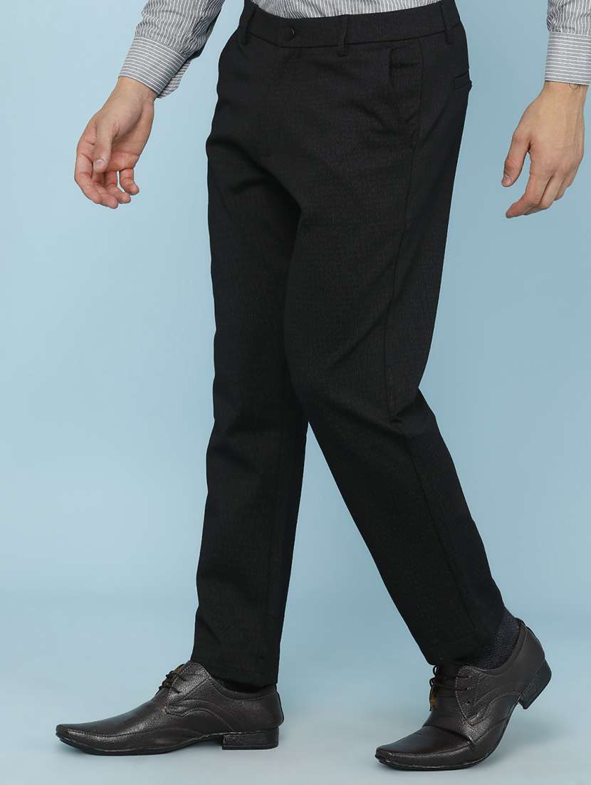 Men Self Design Mid Rise Formal Trouser - 22224020 -  Standard Image - 3