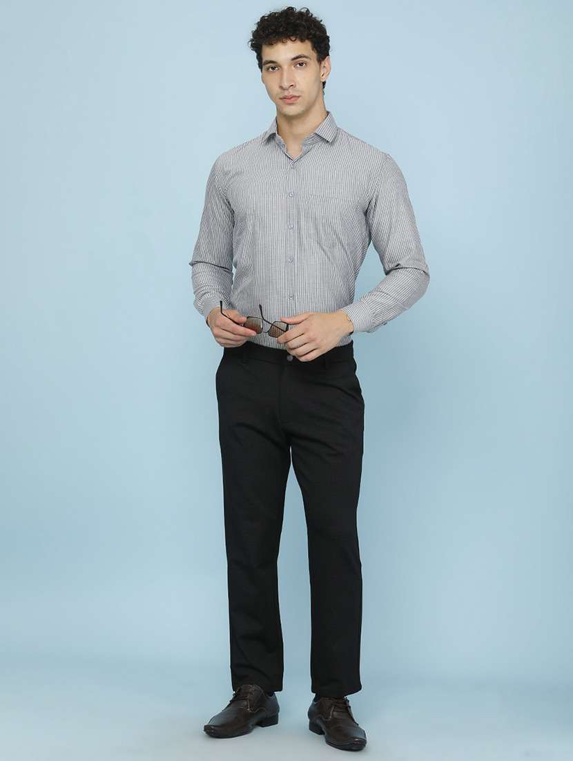 Men Self Design Mid Rise Formal Trouser - 22224020 -  Standard Image - 5