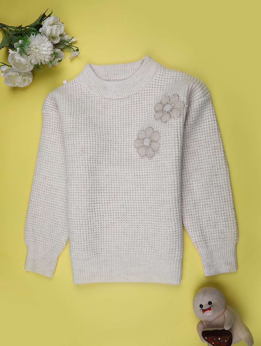 girls self designed long sleeve sweater