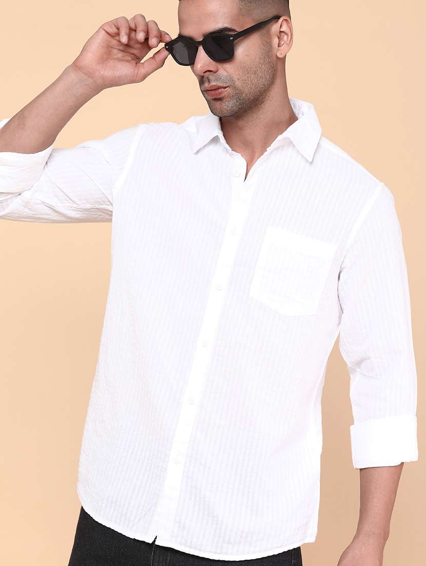 men solid long sleeve regular fit casual shirt