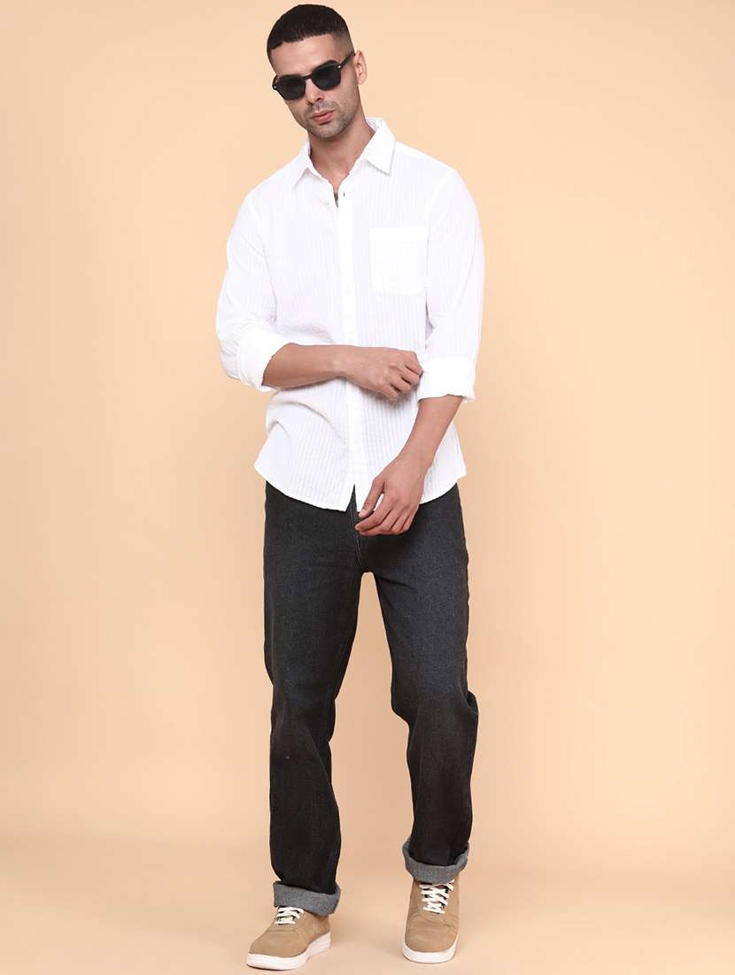 men solid long sleeve regular fit casual shirt - 22224056 -  Standard Image - 5