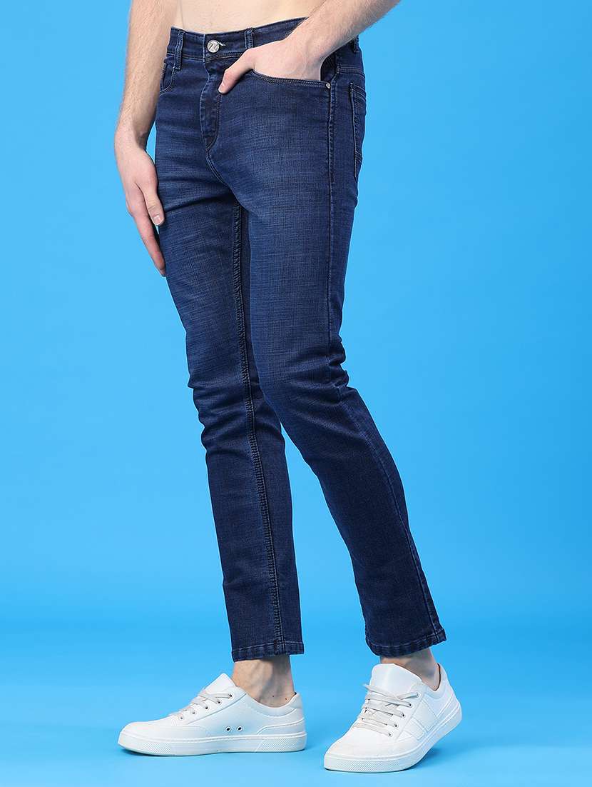 men plain mid rise full length slim fit jeans - 22224076 -  Standard Image - 3