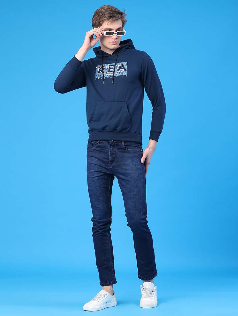 men plain mid rise full length slim fit jeans - 22224076 -  Standard Image - 5