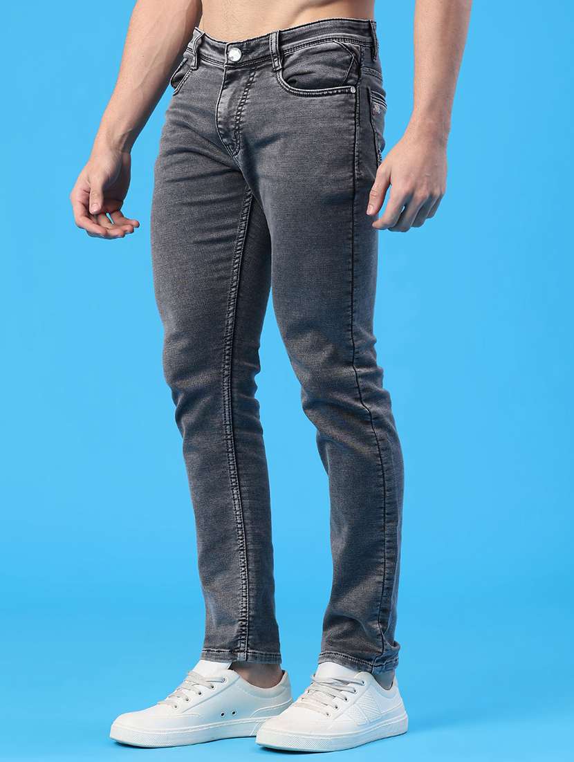 Men Plain Mid Rise Full Length Slim Fit Jeans - 22224081 -  Standard Image - 3
