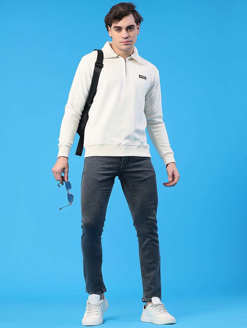 Men Plain Mid Rise Full Length Slim Fit Jeans - 22224082 -  Standard Image - 3