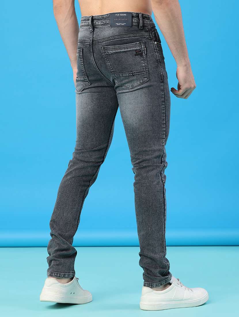 Men Washed Mid Rise Full Length Slim Fit Jeans - 22224086 -  Standard Image - 3