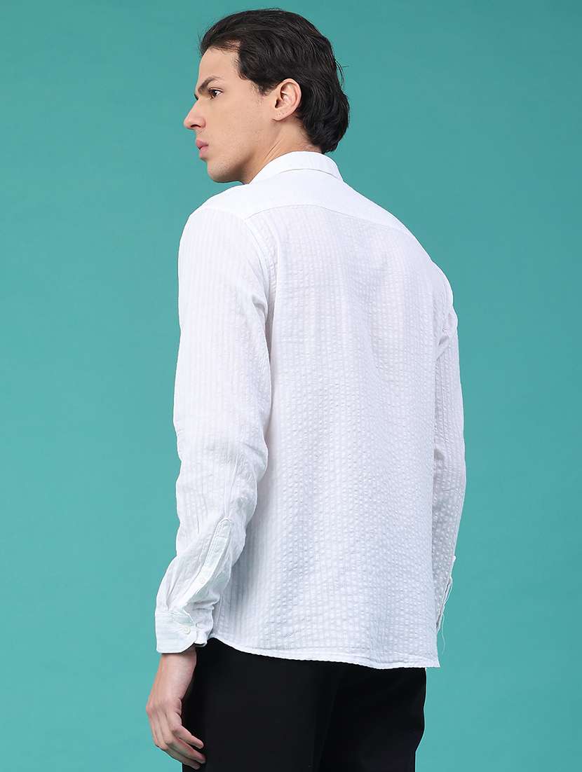 men textured long sleeve regular fit casual shirt - 22224125 -  Standard Image - 3