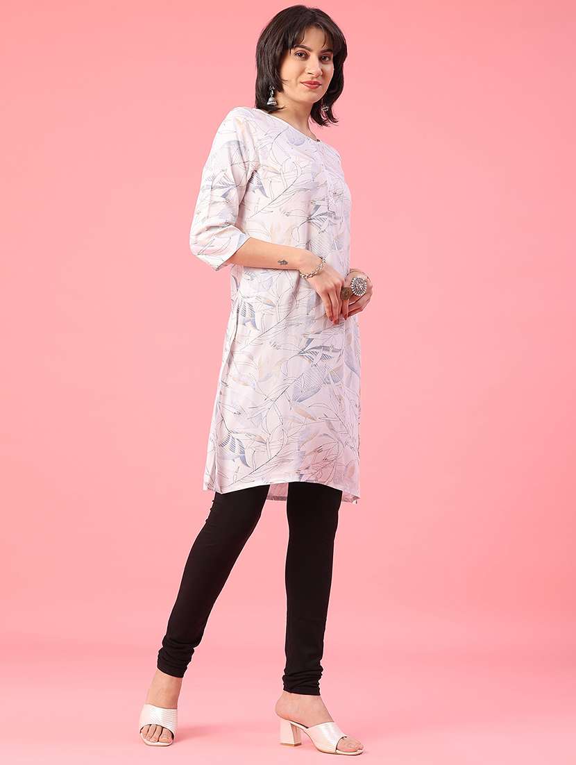 women printed three quarter sleeve straight kurta - 22224137 -  Standard Image - 3