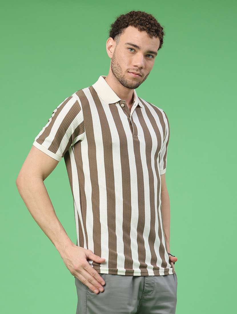 men striped short sleeve regular fit polo t-shirt - 22224163 -  Standard Image - 3