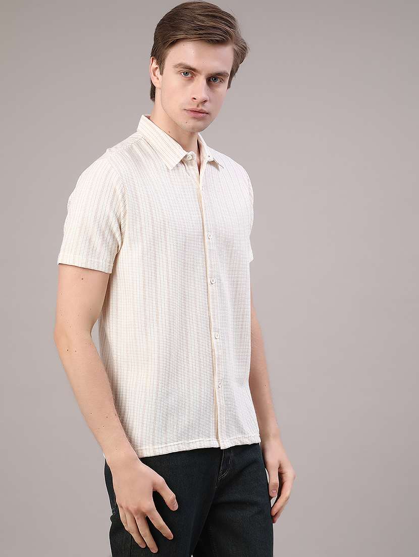 off white cotton casual shirt - 22224240 -  Standard Image - 3