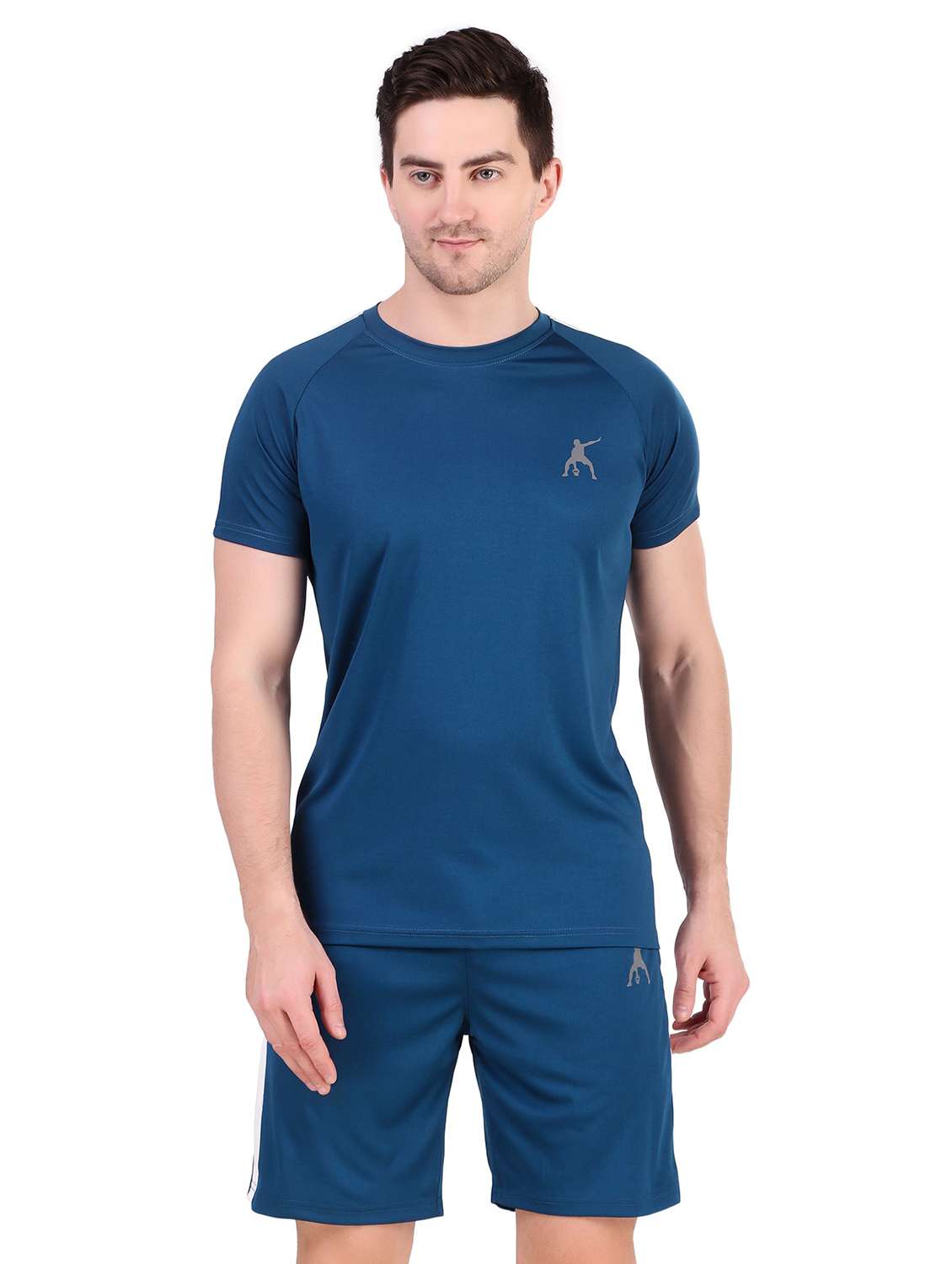 men solid short sleeve shorts & t-shirt co-ord set - 22224305 -  Zoom Image - 0