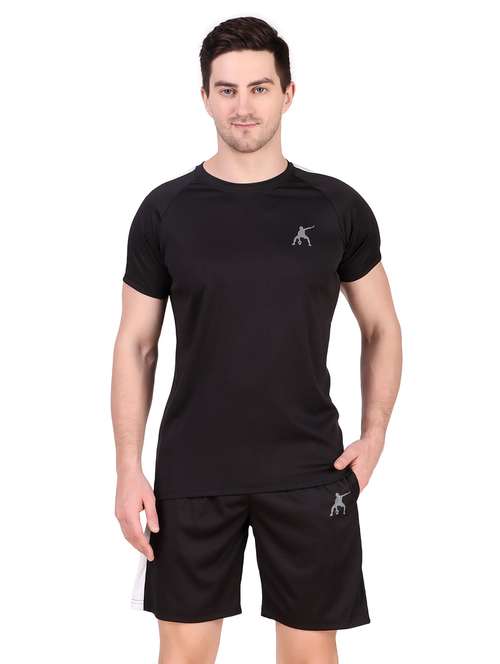 men solid short sleeve shorts & t-shirt co-ord set - 22224306 -  Standard Image - 0