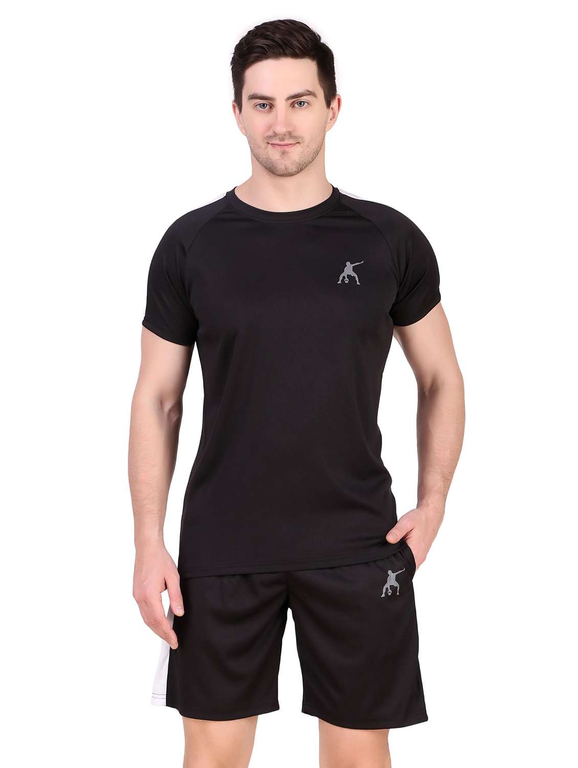 men solid short sleeve shorts & t-shirt co-ord set