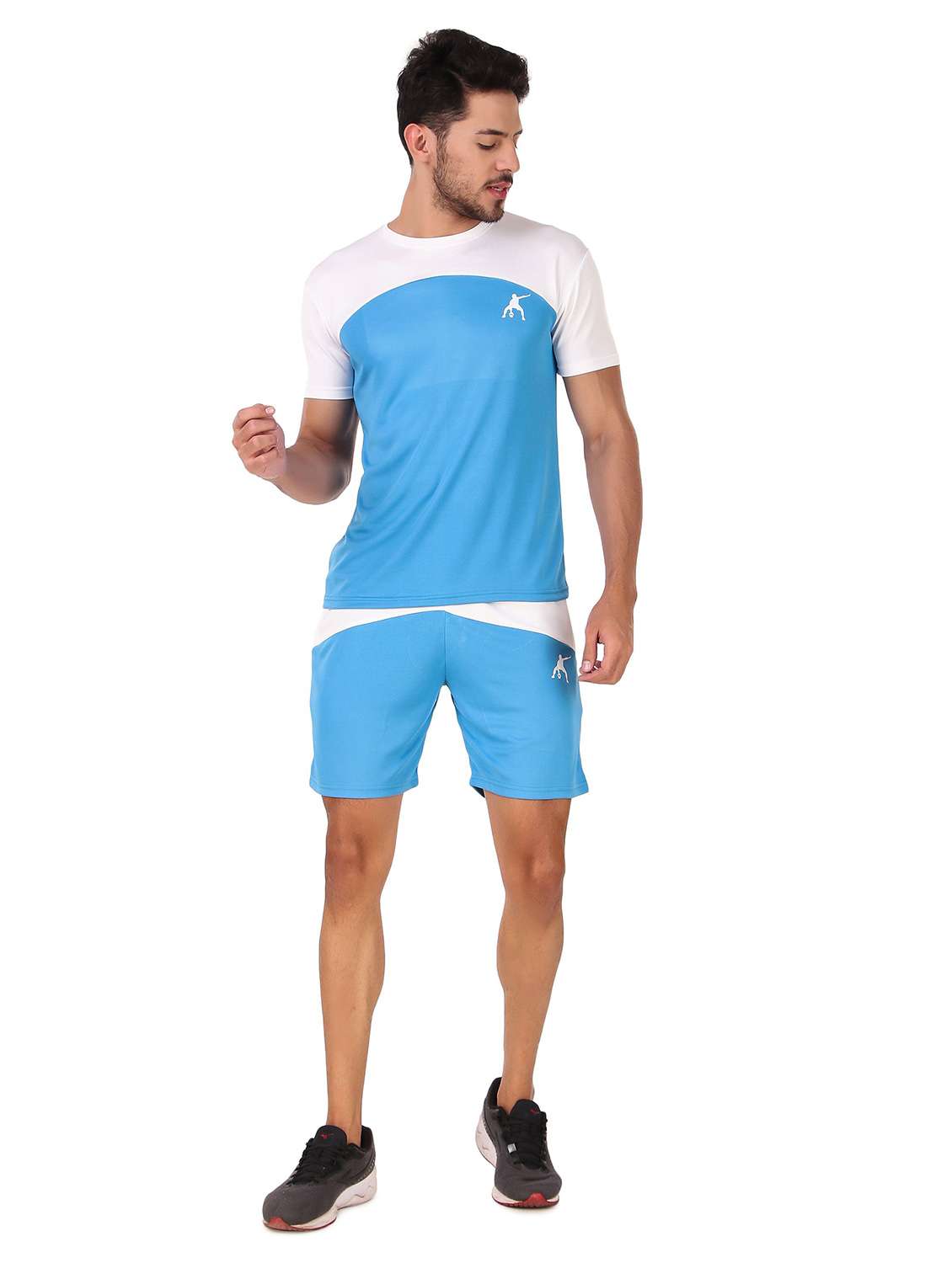 men color block shorts & t-shirt co-ord set - 22224313 -  Zoom Image - 0