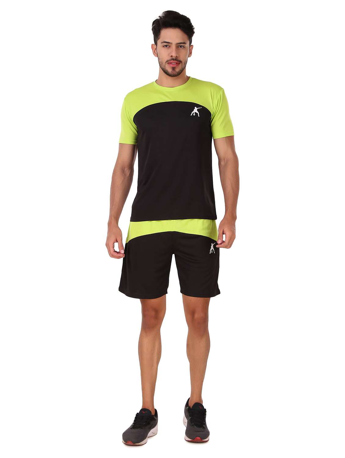 men color block shorts & t-shirt co-ord set