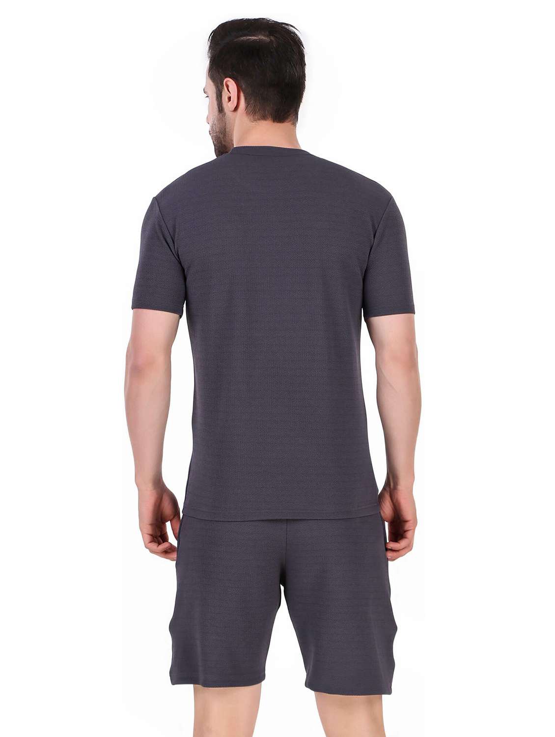 men solid short sleeve shorts & t-shirt co-ord set - 22224317 -  Standard Image - 3