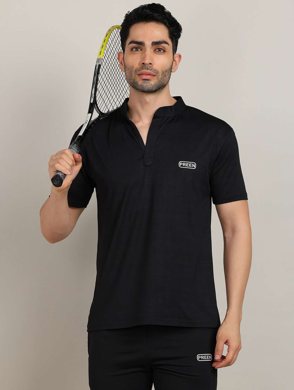 men solid short sleeve full length co-ord set - 22224321 -  Standard Image - 3