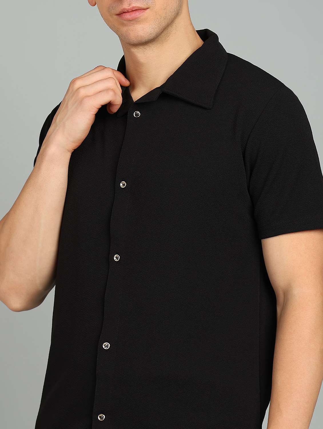 men solid short sleeve shorts & shirt co-ord set - 22224323 -  Standard Image - 3