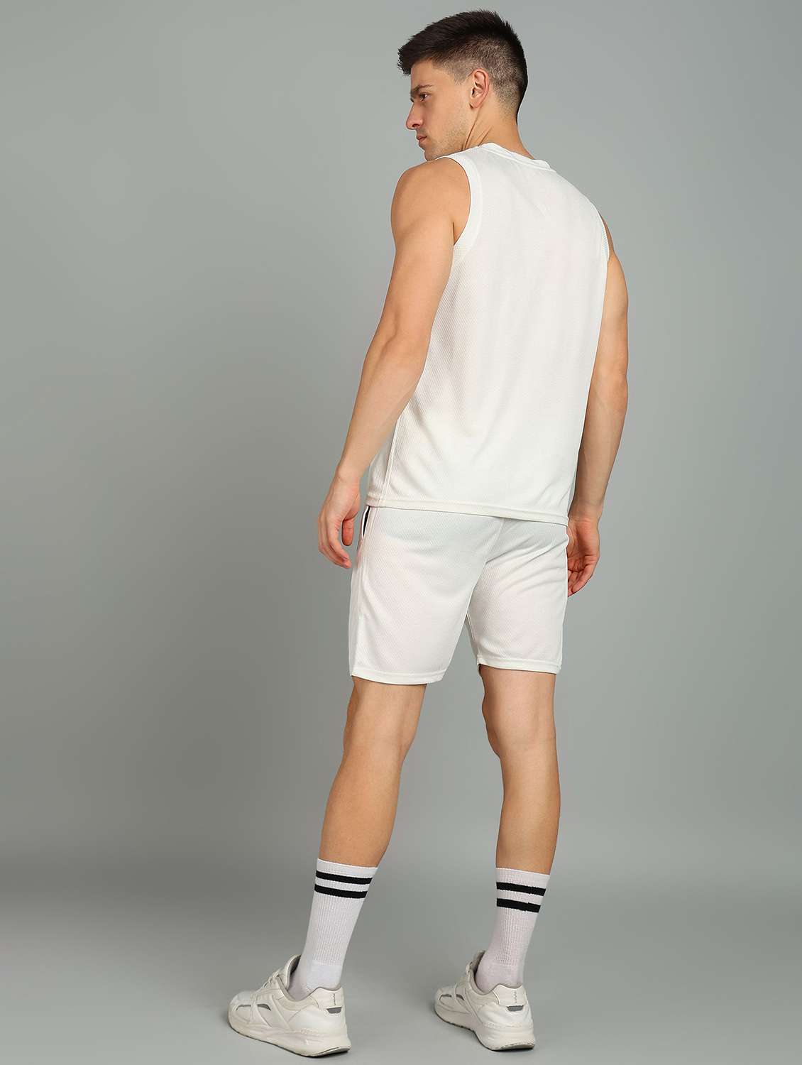 men solid sleeveless shorts & t-shirt co-ord set - 22224332 -  Standard Image - 3