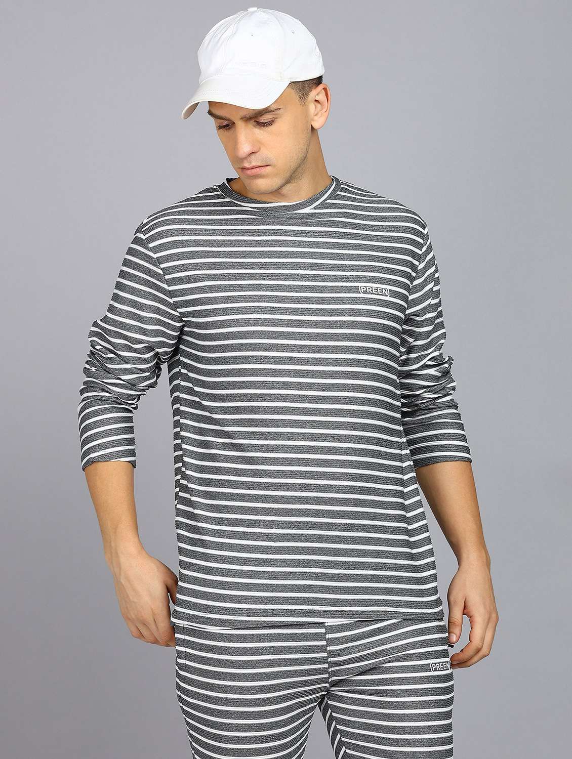 men striped full sleeve full length co-ord set - 22224343 -  Standard Image - 3
