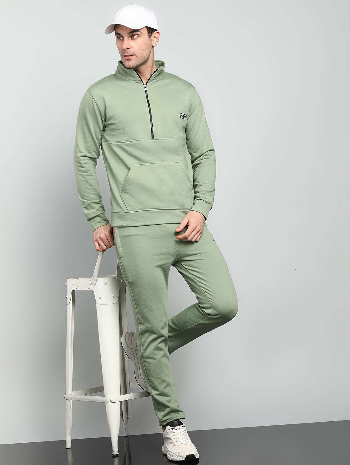 men solid full sleeve full length co-ord set