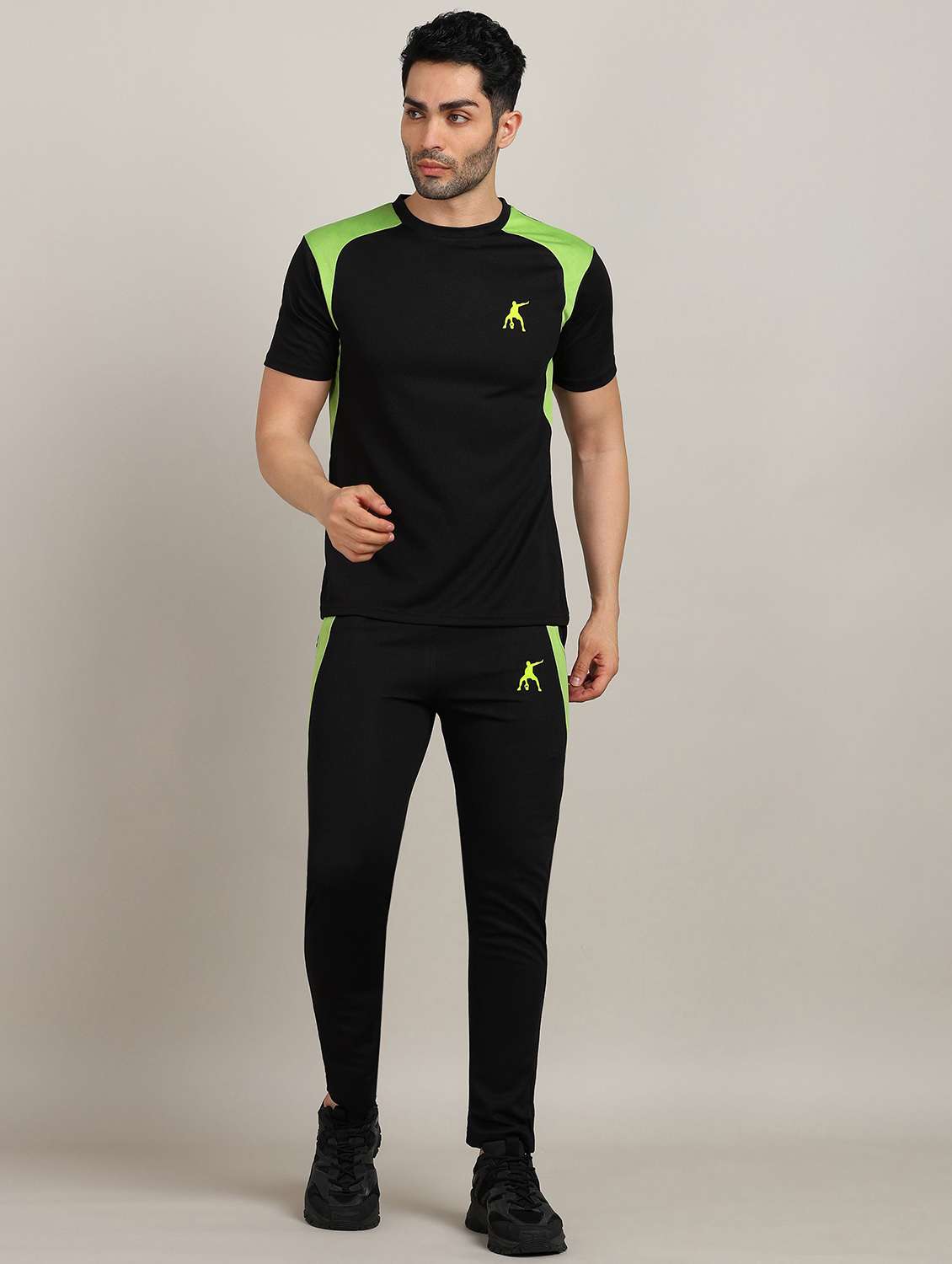 men color block short sleeve full length co-ord set