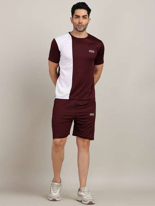 men color block shorts & t-shirt co-ord set - 22224355 -  Standard Image - 0