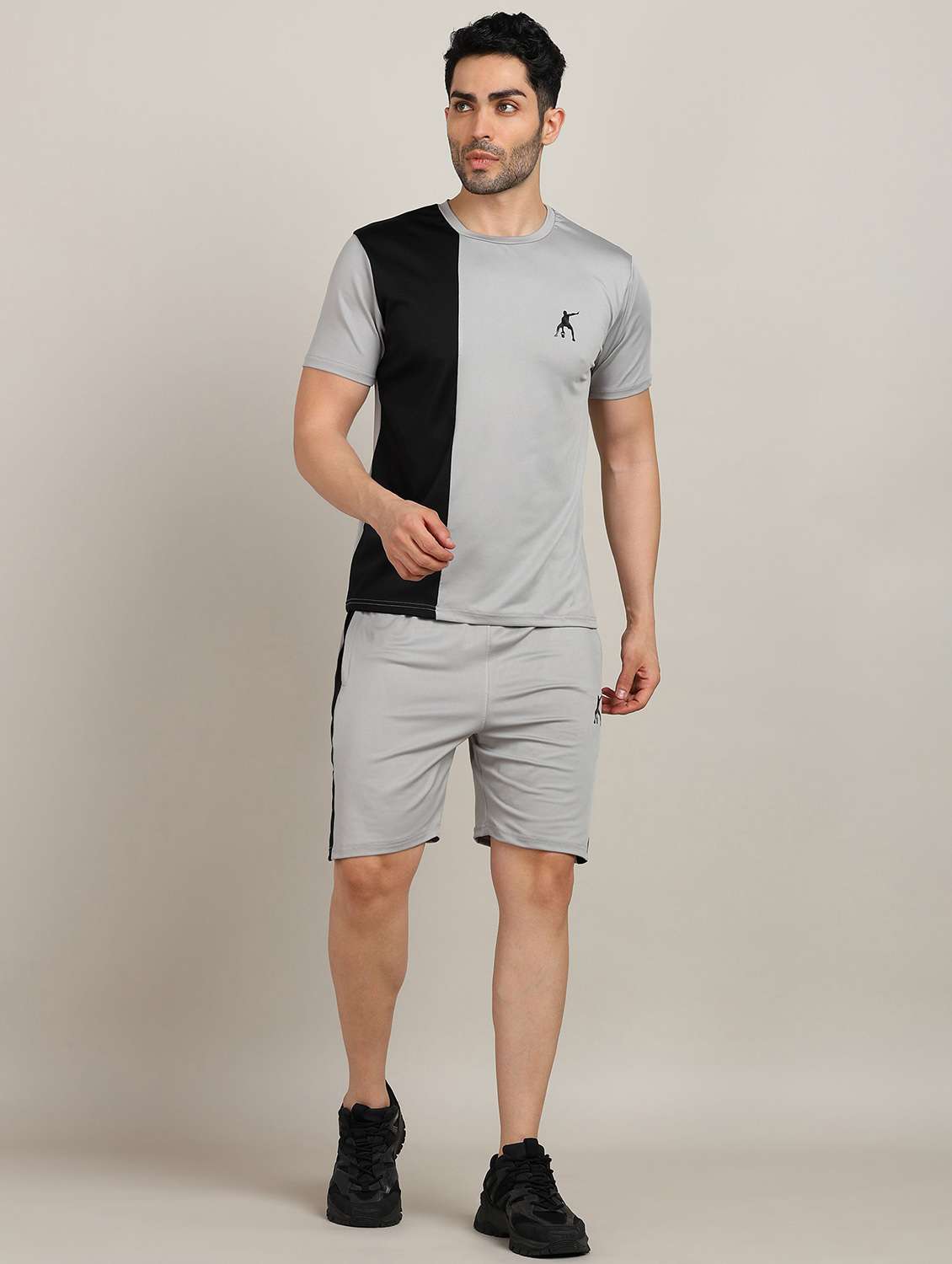men color block shorts & t-shirt co-ord set