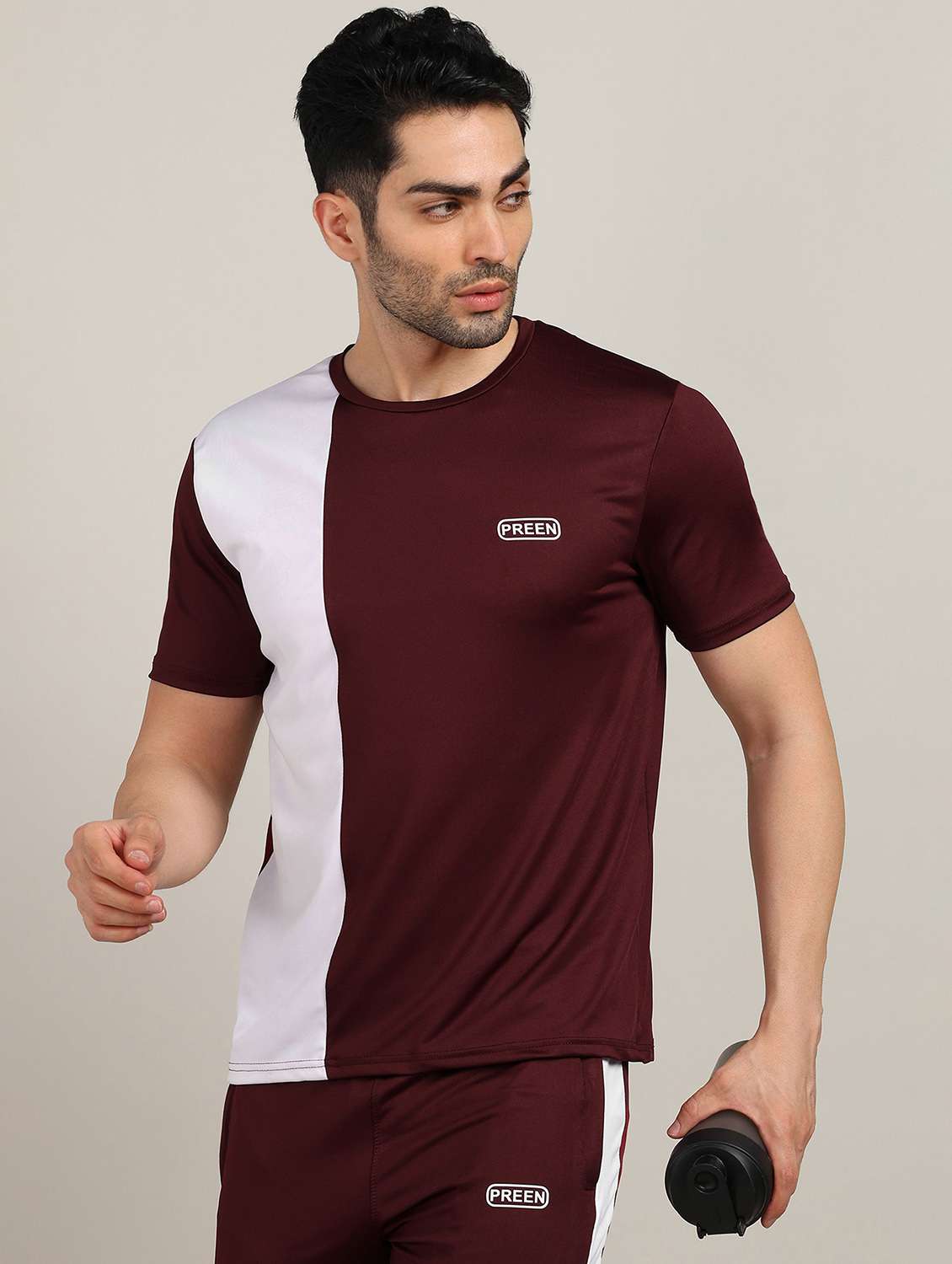 men color block short sleeve full length co-ord set - 22224357 -  Standard Image - 3