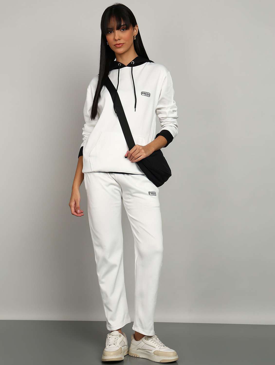 women solid long sleeve active wear co-ord set