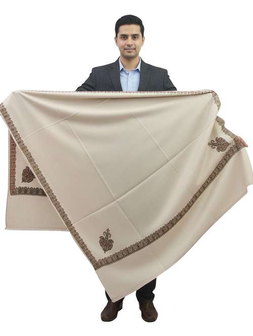 men solid with work pashmina shawl - 22224438 -  Standard Image - 0