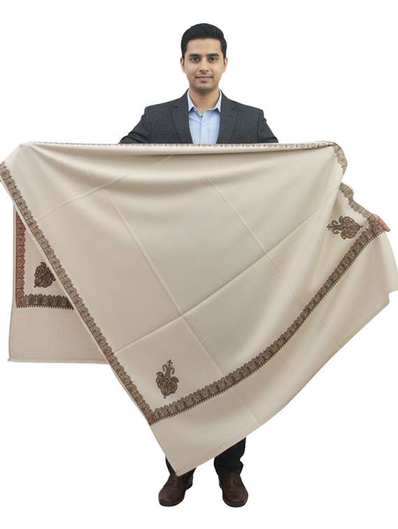 men solid with work pashmina shawl