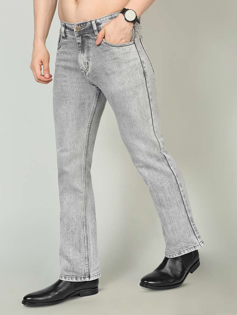 men plain mid rise full length bootcut jeans - 22224455 -  Zoom Image - 0