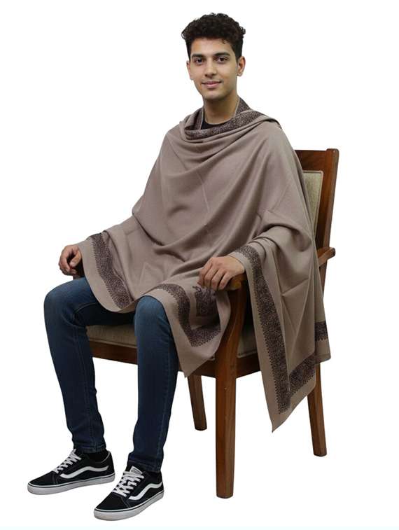 men solid with work pashmina shawl